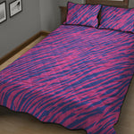 Pink And Blue Zebra Stripes Print Quilt Bed Set
