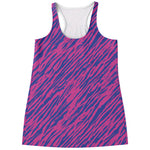 Pink And Blue Zebra Stripes Print Women's Racerback Tank Top
