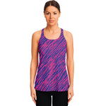 Pink And Blue Zebra Stripes Print Women's Racerback Tank Top