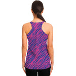 Pink And Blue Zebra Stripes Print Women's Racerback Tank Top