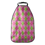Pink And Green Argyle Pattern Print Car Seat Organizers