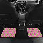 Pink And Green Argyle Pattern Print Front and Back Car Floor Mats
