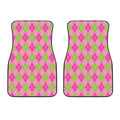 Pink And Green Argyle Pattern Print Front Car Floor Mats
