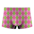 Pink And Green Argyle Pattern Print Men's Boxer Briefs