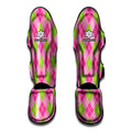 Pink And Green Argyle Pattern Print Muay Thai Shin Guards