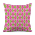 Pink And Green Argyle Pattern Print Pillow Cover