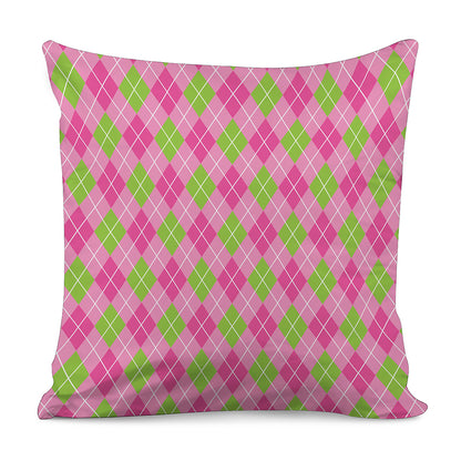 Pink And Green Argyle Pattern Print Pillow Cover