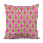 Pink And Green Argyle Pattern Print Pillow Cover