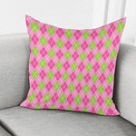 Pink And Green Argyle Pattern Print Pillow Cover