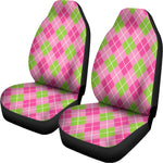 Pink And Green Argyle Pattern Print Universal Fit Car Seat Covers