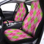 Pink And Green Argyle Pattern Print Universal Fit Car Seat Covers