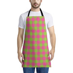 Pink And Green Buffalo Plaid Print Apron