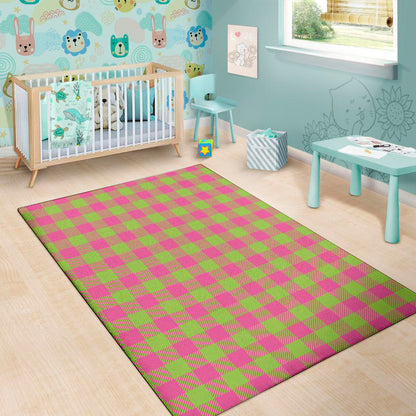 Pink And Green Buffalo Plaid Print Area Rug