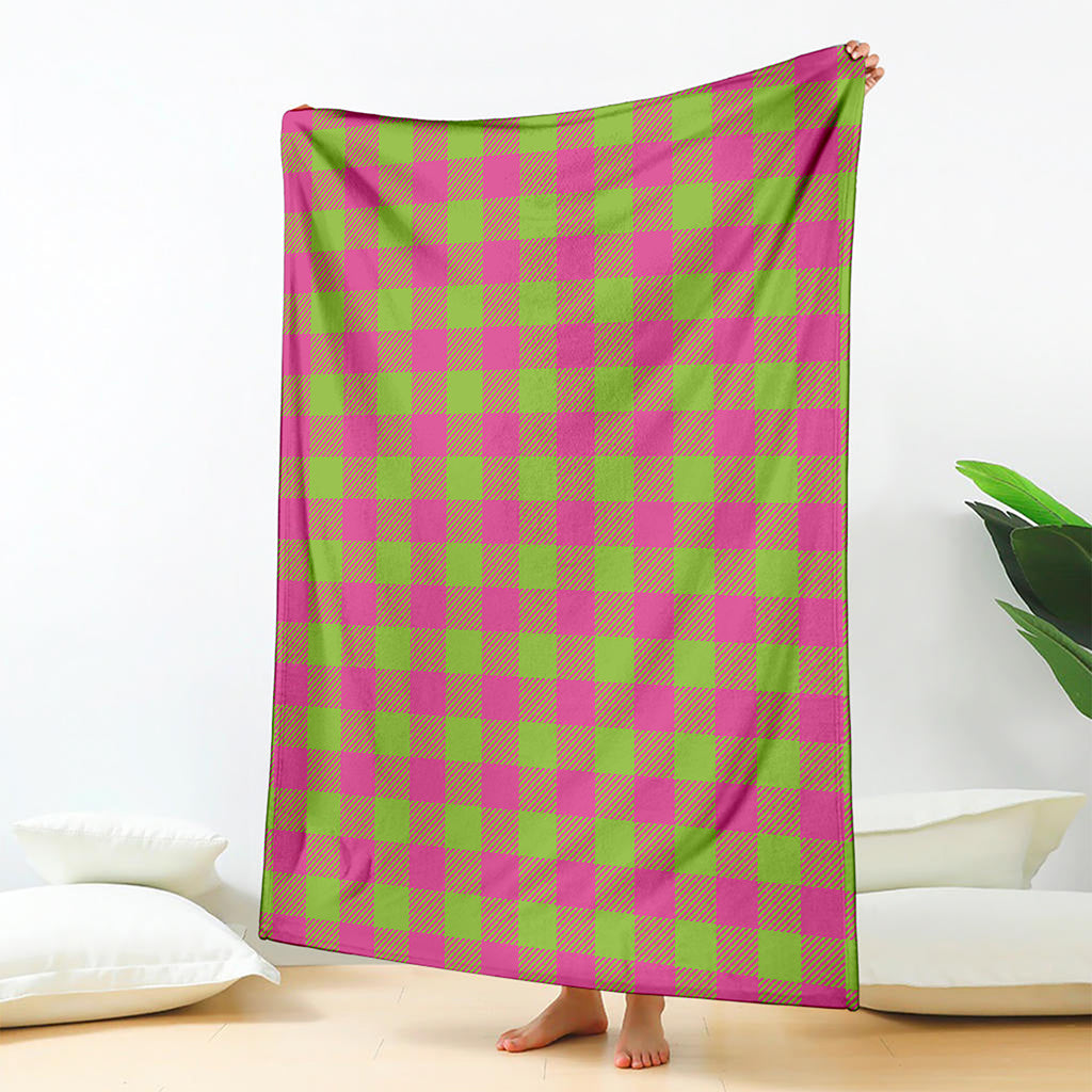 Pink And Green Buffalo Plaid Print Blanket