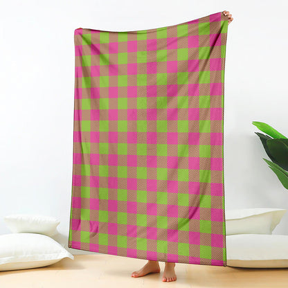 Pink And Green Buffalo Plaid Print Blanket