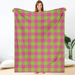 Pink And Green Buffalo Plaid Print Blanket