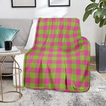 Pink And Green Buffalo Plaid Print Blanket