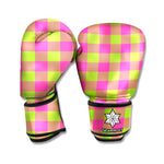 Pink And Green Buffalo Plaid Print Boxing Gloves