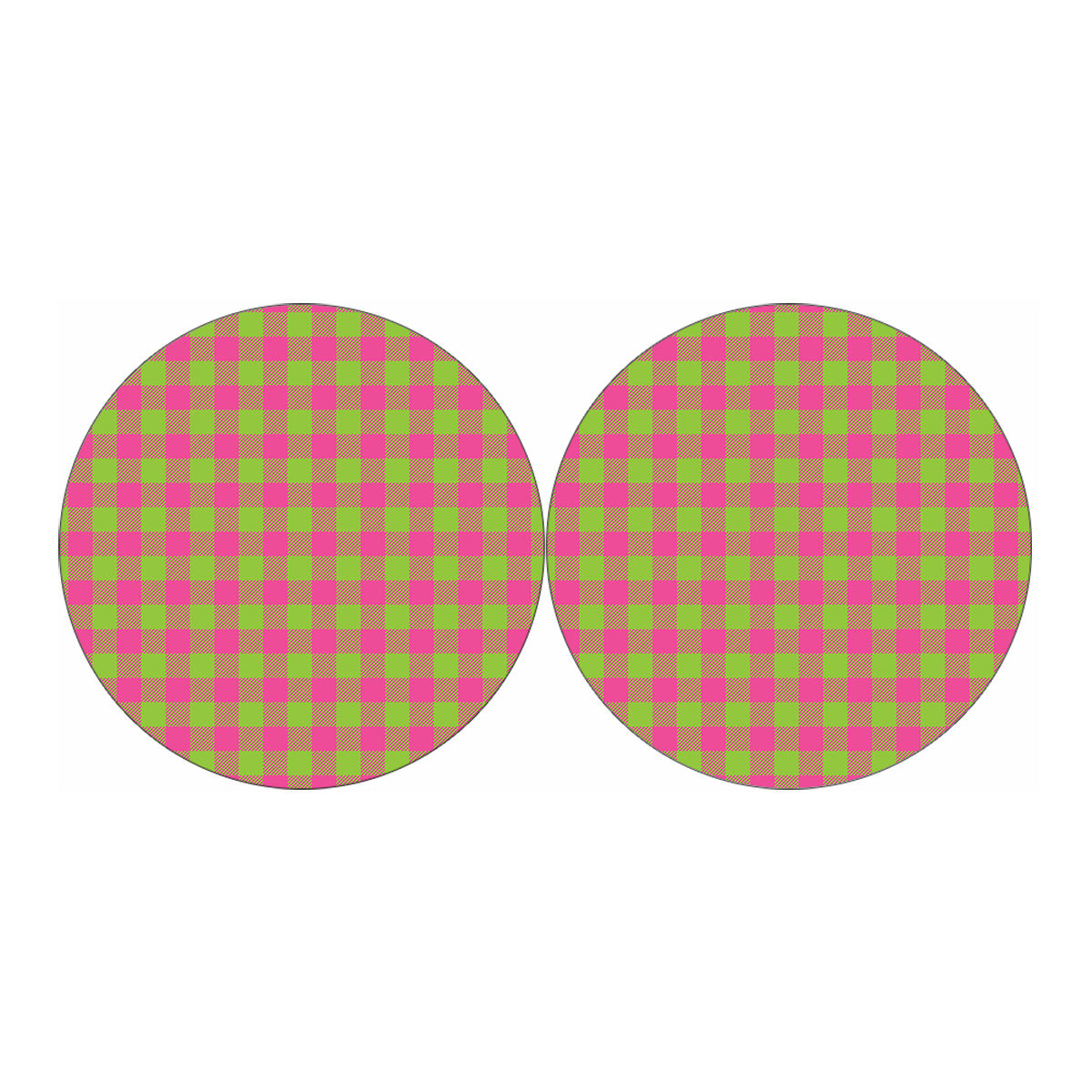 Pink And Green Buffalo Plaid Print Car Coasters