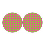 Pink And Green Buffalo Plaid Print Car Coasters