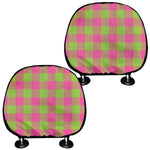 Pink And Green Buffalo Plaid Print Car Headrest Covers