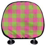 Pink And Green Buffalo Plaid Print Car Headrest Covers
