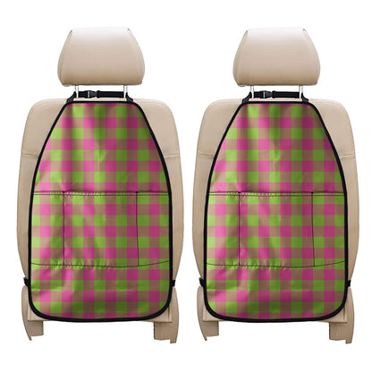 Pink And Green Buffalo Plaid Print Car Seat Organizers