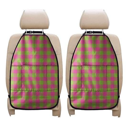 Pink And Green Buffalo Plaid Print Car Seat Organizers