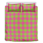 Pink And Green Buffalo Plaid Print Duvet Cover Bedding Set