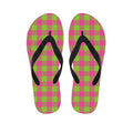 Pink And Green Buffalo Plaid Print Flip Flops