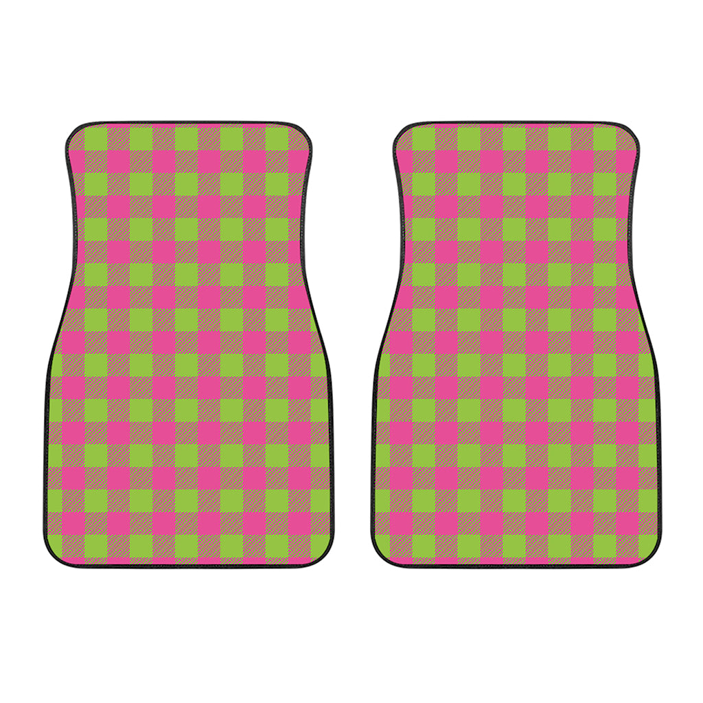 Pink And Green Buffalo Plaid Print Front Car Floor Mats