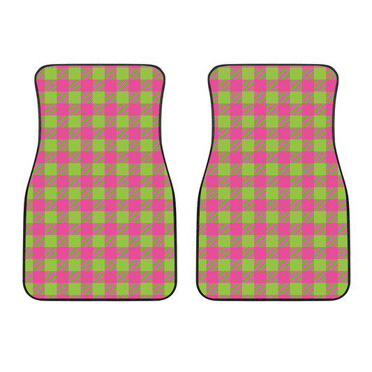 Pink And Green Buffalo Plaid Print Front Car Floor Mats
