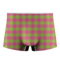 Pink And Green Buffalo Plaid Print Men's Boxer Briefs