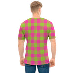 Pink And Green Buffalo Plaid Print Men's T-Shirt