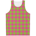 Pink And Green Buffalo Plaid Print Men's Tank Top