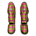 Pink And Green Buffalo Plaid Print Muay Thai Shin Guards