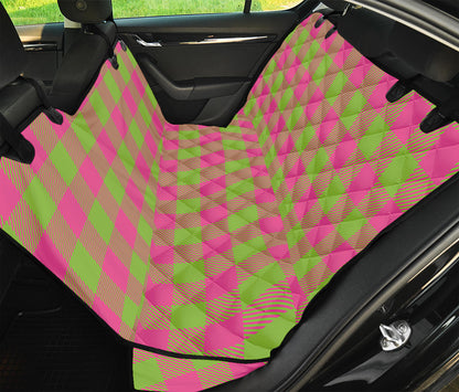 Pink And Green Buffalo Plaid Print Pet Car Back Seat Cover