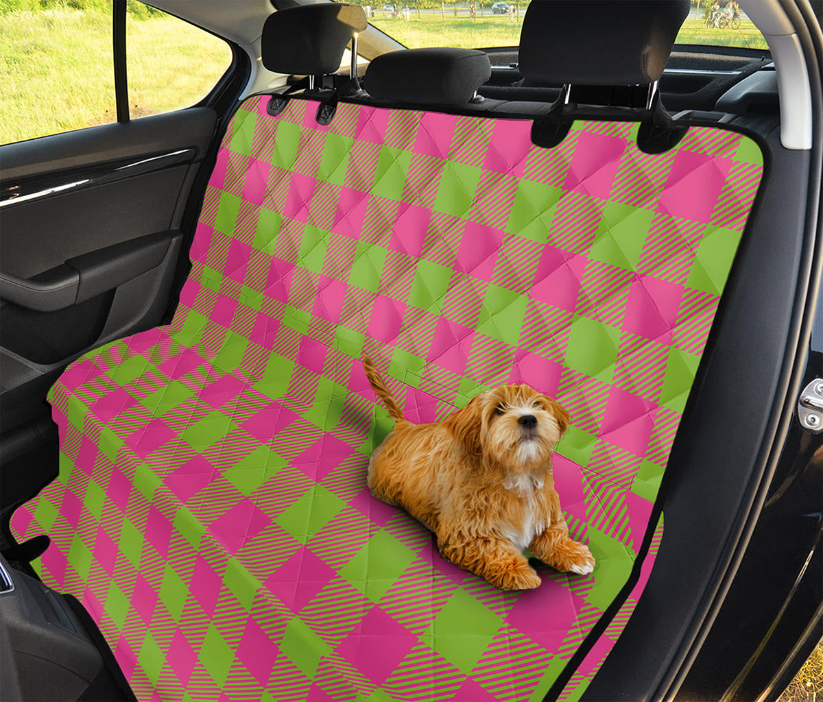 Pink And Green Buffalo Plaid Print Pet Car Back Seat Cover