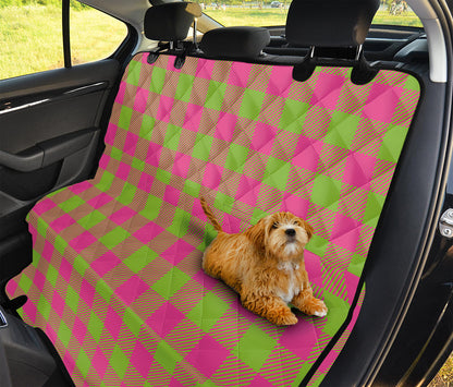 Pink And Green Buffalo Plaid Print Pet Car Back Seat Cover