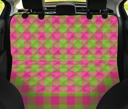 Pink And Green Buffalo Plaid Print Pet Car Back Seat Cover