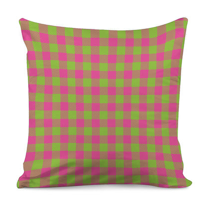 Pink And Green Buffalo Plaid Print Pillow Cover