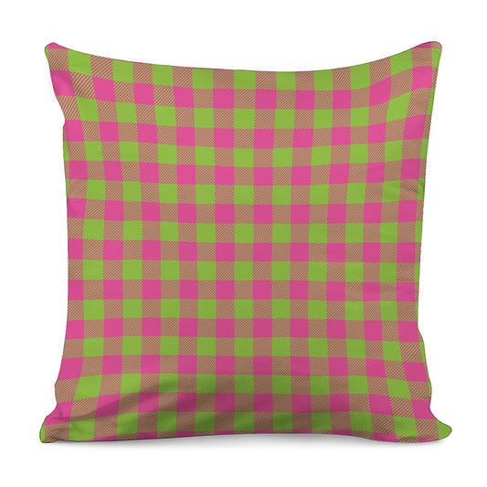 Pink And Green Buffalo Plaid Print Pillow Cover