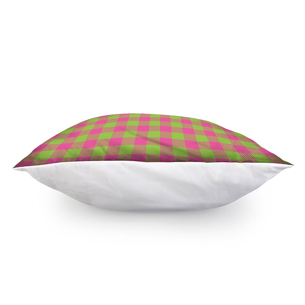 Pink And Green Buffalo Plaid Print Pillow Cover