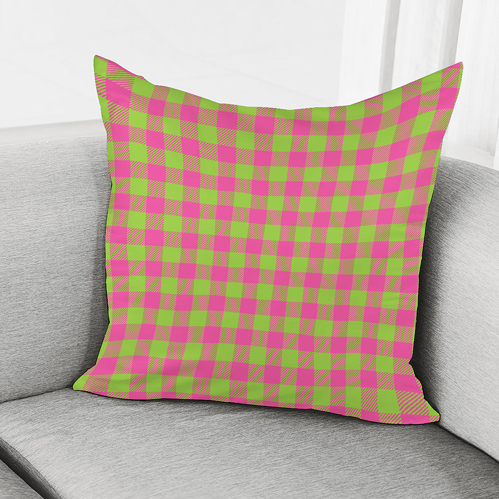 Pink And Green Buffalo Plaid Print Pillow Cover