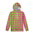 Pink And Green Buffalo Plaid Print Pullover Hoodie