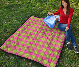 Pink And Green Buffalo Plaid Print Quilt