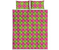 Pink And Green Buffalo Plaid Print Quilt Bed Set