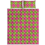 Pink And Green Buffalo Plaid Print Quilt Bed Set