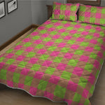 Pink And Green Buffalo Plaid Print Quilt Bed Set