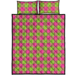 Pink And Green Buffalo Plaid Print Quilt Bed Set